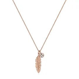 Elli Halskette Feder Boho Anhänger mit Kristall 925 Sterling Silber Rosévergoldet