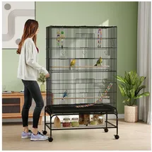 PawHut Vogelkäfig Vogelhaus 97 x 58 x 160 cm schwarz