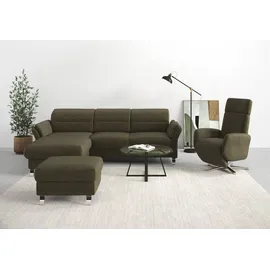 sit&more Ecksofa Grenoble L-Form mit Federkern, wahlweise mit Bettfunktion, Bettkasten, Arm- und Kopfteilverstellung grün