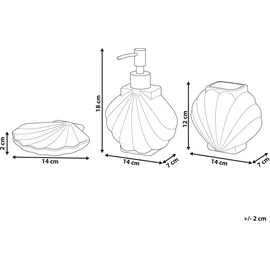 Beliani Badaccessoires Set 3-teilig Shell Keramik Weiß