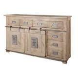 Massivmoebel24 Sideboard 150 x 90 x 45 cm Beige / Weiß