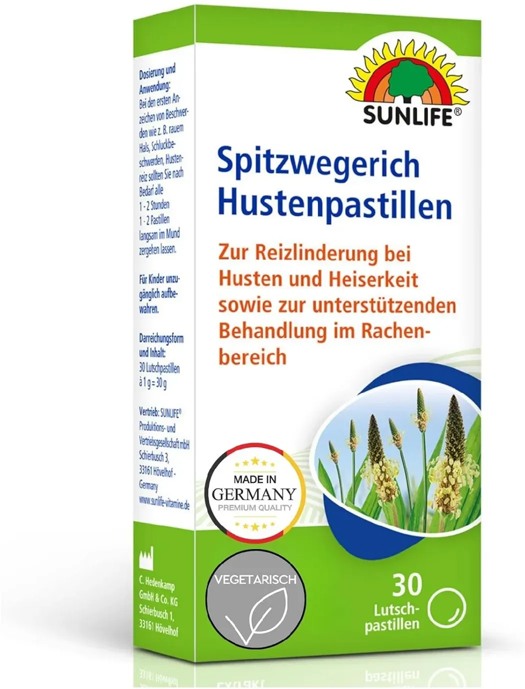 Sunlife Spitzwegerich Hustenpastillen 30 Pastillen