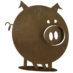 Ferrum Art Design Dekofigur, Schwein Gustav auf Bodenplatte, Stahlblech, braun