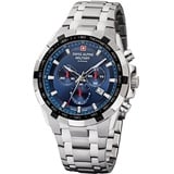 Swiss Alpine Military by Grovana Herrenuhr Chrono 10 ATM mit Edelstahlband 7043, Blau