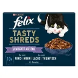 Felix Megapack Felix "Tasty Shreds" Pouches 80 x 80 g - Fleisch- & Fisch-Mix (Rind, Hühnchen, Lachs & Thunfisch)