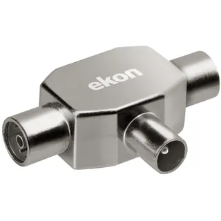 ekon TV-Antennensplitter 9,5 mm, 2 Buchsen, 1 Koaxialsplitter-Stecker, TV-Antennensplitter, für TV, Smart TV, Decoder, digital terrestrisch, Satellit