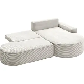 kaiser möbel Ecksofa mit Schlaffunktion und Bettkasten Modena Runden stoff Poso Beige Rechts - Beige