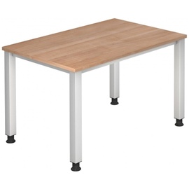 Hammerbacher Schreibtisch nussbaum rechteckig, 4-Fuß-Gestell silber 120,0 x 80,0 cm