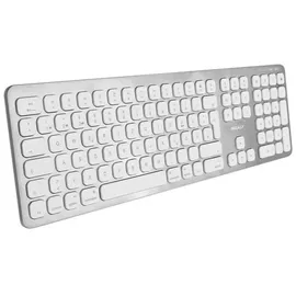 Macally BTWKEYMB-DE, erweiterte Quick-Switch Bluetooth Funk-Tastatur für Mac, PC, iOS und Android, Ziffernblock, deutsches QWERTZ Layout mit Umlauten, Alu-Design