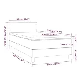 vidaXL Boxspringbett mit Matratze & LED Creme 100x200 cm Stoff