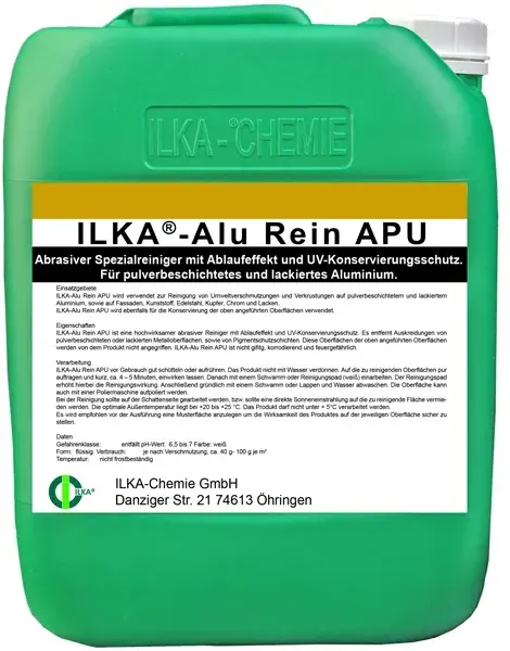 Alureiniger für Fassaden ILKA Alu Rein APU 30 L Für pulverbeschichtetes und lackiertes Aluminium.