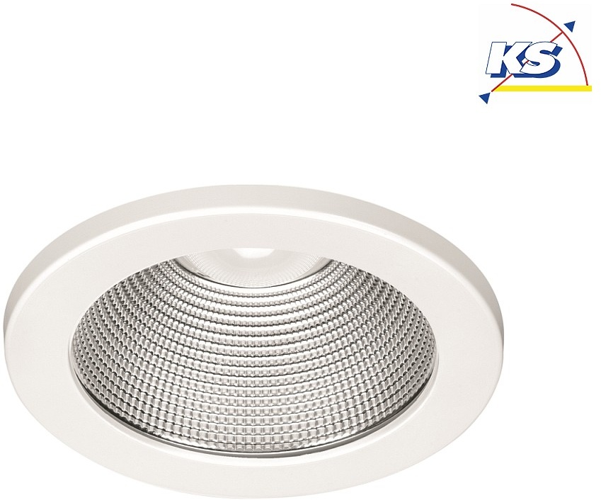 Frisch-Licht LED Einbau-Downlight, IP20, rund, Reflektor facettiert, weiß, Ø 12cm, 10W 3000K 1000lm 90° FL-EDL2120FA.1083