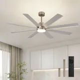 Depuley Deckenventilator mit Beleuchtung und Fernbedienung für Hausbesitzer: LED Lampe mit Ventilator für Wohnzimmer Schlafzimmer Küche, 183CM, Dimmbar,Timer- Leise Deckenventilator Chrom