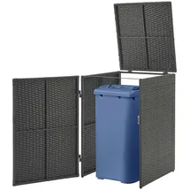 [en.casa] Mülltonnen Verkleidung Widnau für 1 Mülltonne Polyrattan Dunkelgrau