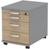 Röhr-Bush röhr Techno Rollcontainer grau, hickory-eiche 4 Auszüge 43,0 x 60,0 x 54,4 cm