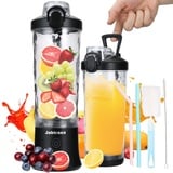 Jabtraxx 600 ml Tragbarer Mixer Smoothie Maker, Mini Smoothie Mixer USB Wiederaufladbar, Starke Schneidleistung mit 6 Ultrascharfen Klingen für Reise, Büro & Sport (Black)