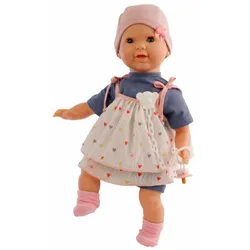 Schildkröt-Puppen Schnullerbaby Lenchen 37 cm, Malhaar, blaue Schlafaugen, Kleidung blau/weiss/rose