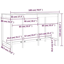 vidaXL Bartisch 180 x 80 x 110 cm Braun