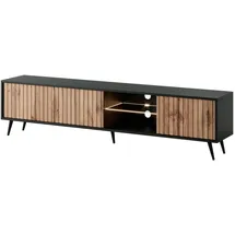 Selsey Bello TV-Lowboard 175 cm Schwarz/Wotan Eiche Glas/PVC/Stahl/MDF