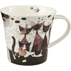 Becher GOEBEL "Matalda va a passeggio", bunt (weiß, braun, beige), H:9,5cm Ø:10,5cm, Fine China-Porzellan, Trinkgefäße