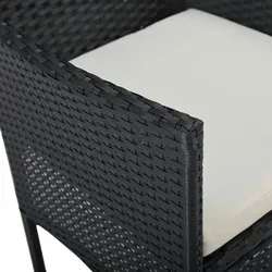 vidaXL 3-tlg. Garten-Essgruppe Poly Rattan und Glas Möbel : Farbe - Schwarz 1