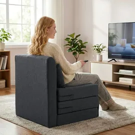 Homcom Schlafsessel 75 x 74 x 80 cm Dunkelgrau mit Kissen