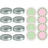 Dr. Oetker Deckel Twist-Off+Aufkleber, Weißblech, Silber/grün/rot/weiß/rosa, 8,5 x 8,5 x 1 cm, 8-Einheiten