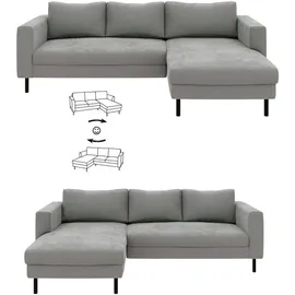 TRENDMANUFAKTUR Ecksofa TRENDMANUFAKTUR "Amazing II, wahlw. mit Schlaffunktion & Bettkasten, Fuß schwarz", schlamm, B:232cm H:81cm T:161cm, Sofas, Ecksofa, Recamiere beidseitig montierbar, L-Form,in Cord o. Struktur, B: 232 cm