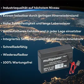 Multipower MP0,8-12H Blei-Akku 12V 800 mAh 4 St.