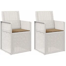 vidaXL Gartenstuhl 2 St. 2 pcs  Weiß/Taupe  Kunststoff