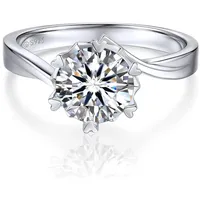 LuxusKollektion Verlobungsring Verlobungsring Damen 2 Karat Moissanit Schneeflocke Silber 925 Solitär silberfarben