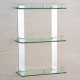 WDSOPK Glasregal 7 Mm Glasregal 3-Stufiger Duschkorb Glasregal Badezimmer Duschregal Regal Aus Gehärtetem Glas(400Mm)