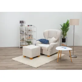 Home Affaire Ohrensessel HOME AFFAIRE "Oliver", beige, B:92cm H:103cm T:93cm, 100%Polyester, Sessel, Ohrensessel, Ohrensess,mit Hocker,Zierkissen,Klassische Form