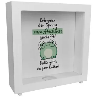 speecheese Spardose Frosch mit Brille Rahmen Spardose aus Holz Spruch Abschluss geschafft