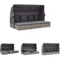 The Living Store - Garten-sonneninsel Mit Dach Grautöne Poly Rattan - Gartenbetten - Grau