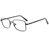PACIEA Lesebrille Damen Herren Rechteckig Hochwertige Legierung Blaulichtfilter schwarz 2.5