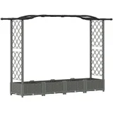 vidaXL Hochbeet mit Rankgitter und Dach 207 x 40 x 126 cm Hellgrau