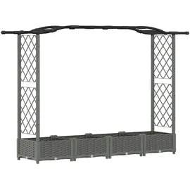 vidaXL Hochbeet mit Rankgitter und Dach 207 x 40 x 126 cm Hellgrau