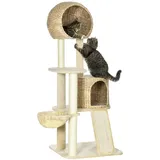 PawHut Kratzbaum 150 cm mit Katzenhaus Hängematte Sisalsäule