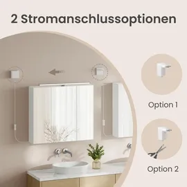VASAGLE Spiegelschrank 70 cm weiß