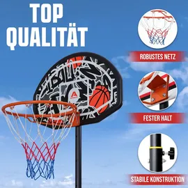 Apollo Basketballkorb Outdoor Set mit Ständer und Rollen inkl. Ball - Pumpe - Graffiti
