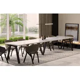 endo-moebel Endo-Möbel XXL Esstisch Lungo 130cm - 405cm ausziehbar bis 12 Personen Küchentisch (Hochglanz Weiß) - Weiß