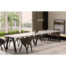 endo-moebel Endo-Möbel XXL Esstisch Lungo 130cm - 405cm ausziehbar bis 12 Personen Küchentisch (Hochglanz Weiß) - Weiß