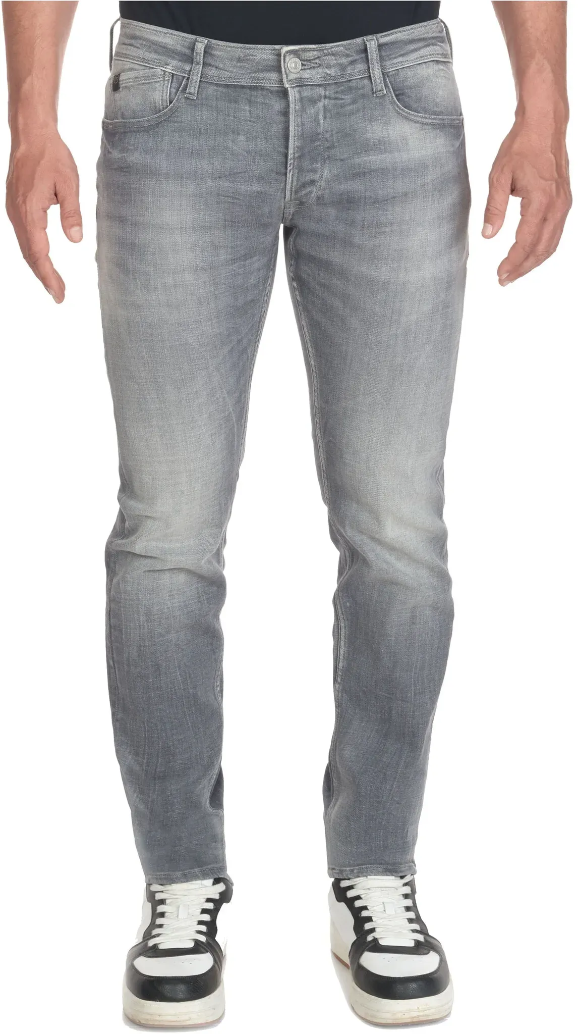 Bequeme Jeans LE TEMPS DES CERISES, Herren, Gr. 38, US-Größen, grau, 95% Baumwolle, 3% Polyester, 2% Elasthan, Jeans, mit dezenter Waschung
