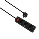 helos Steckdosenleiste CLASSIC, 3-fach, schwarz, 1,5m, mit Schalter