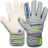 REUSCH Unisex Torwarthandschuhe Attrakt Grip Finger Junior für alle Spielfeldoberflächen Vapor Gray/Safety Yello, 7 5272810