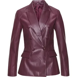 LASCANA Lederimitat-Blazer LASCANA, Damen, Gr. 46, rot (bordeaux), Web, Obermaterial: 100% Polyester. Beschichtung: 100% Polyurethan. Futter: 100% Polyester, unifarben, tailliert Po-bedeckend, Blazer, mit Reverskragen, taillierter Damenblazer, Business-Look