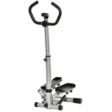 Homcom Stepper mit Handgriff Fitness einstellbare Geschwindigkeit Metall ABS Schwarz+Silber