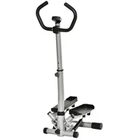 Homcom Stepper mit Handgriff Fitness einstellbare Geschwindigkeit Metall ABS Schwarz+Silber