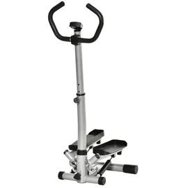 Homcom Stepper mit Handgriff Fitness einstellbare Geschwindigkeit Metall ABS Schwarz+Silber